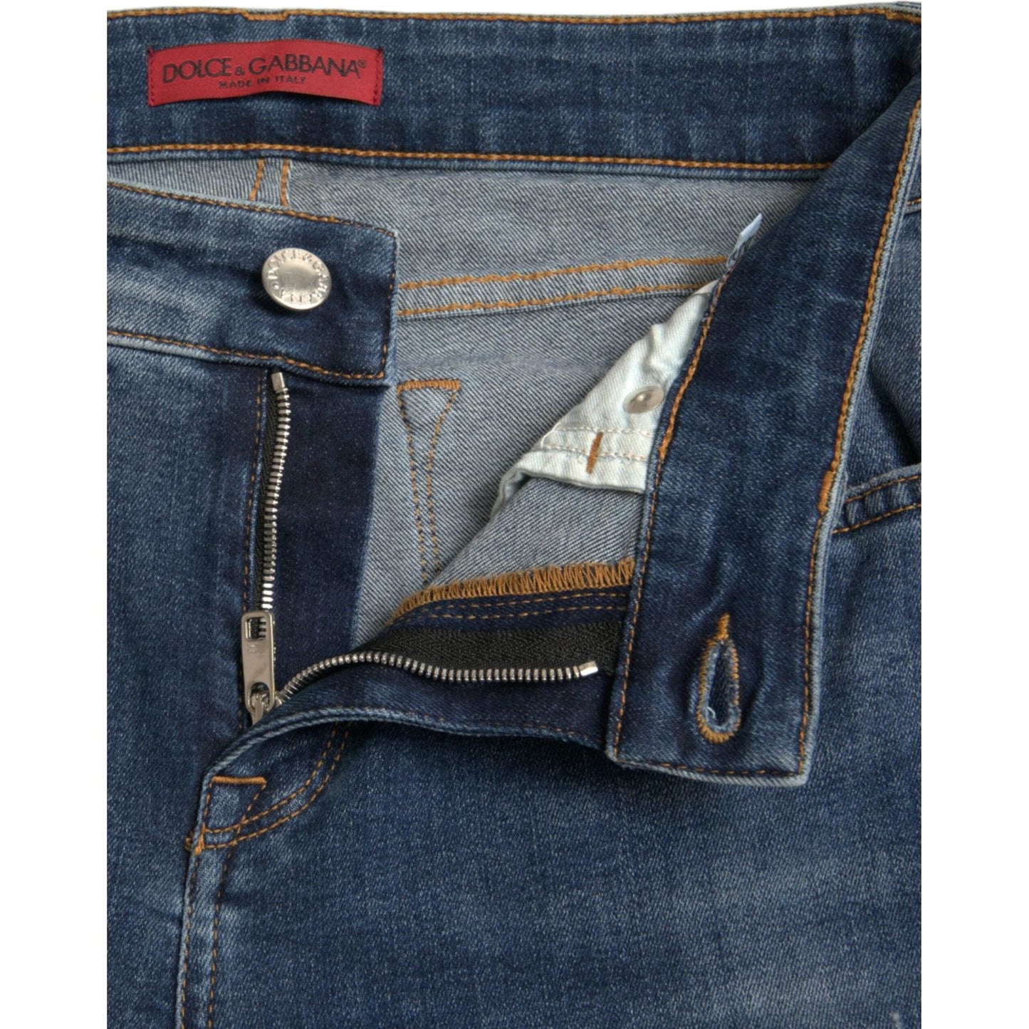 Dolce & Gabbana Elegant Mid Waist Stretch Jeans in Blue Dolce & Gabbana Dark Slate Gray