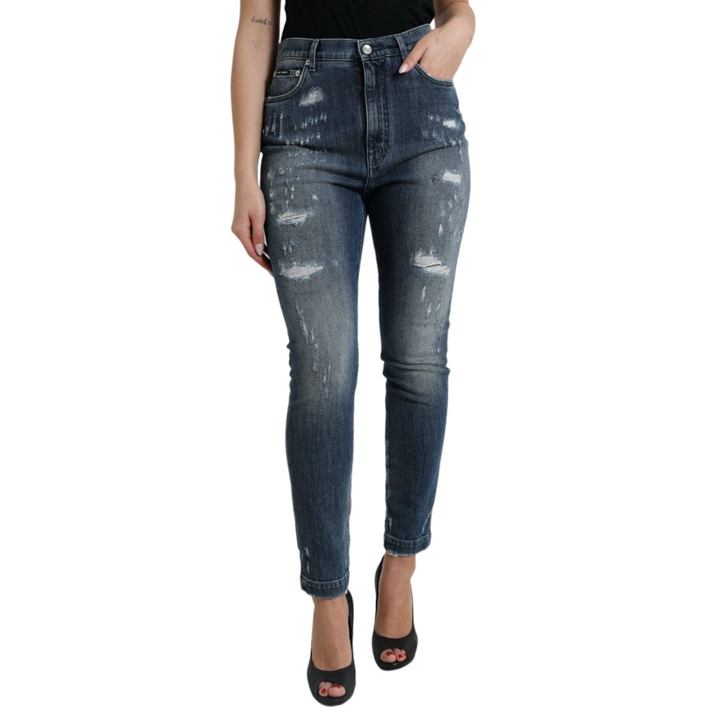 Dolce & Gabbana Elegant High Waist Stretch Denim Jeans Dolce & Gabbana Dark Slate Gray