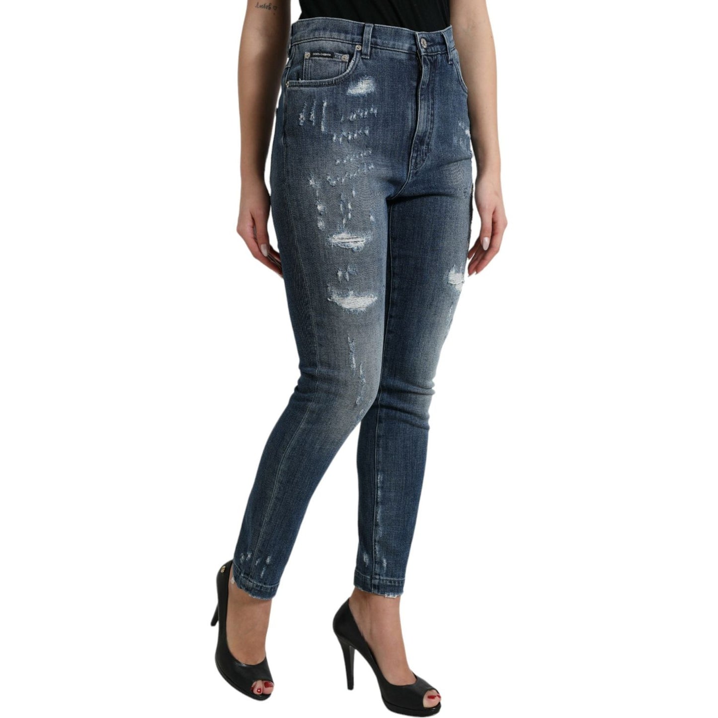 Dolce & Gabbana Elegant High Waist Stretch Denim Jeans Dolce & Gabbana Dark Slate Gray