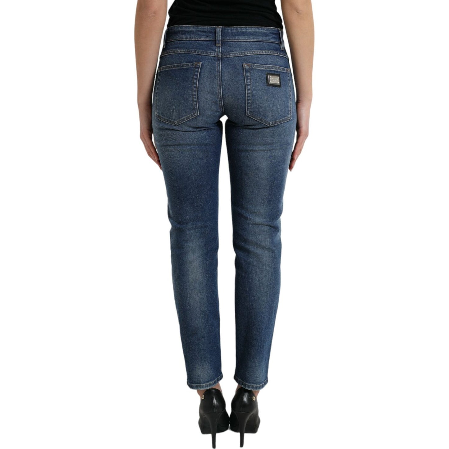 Dolce & Gabbana Chic Boyfriend Mid-Waist Stretch Jeans Dolce & Gabbana Dark Slate Gray