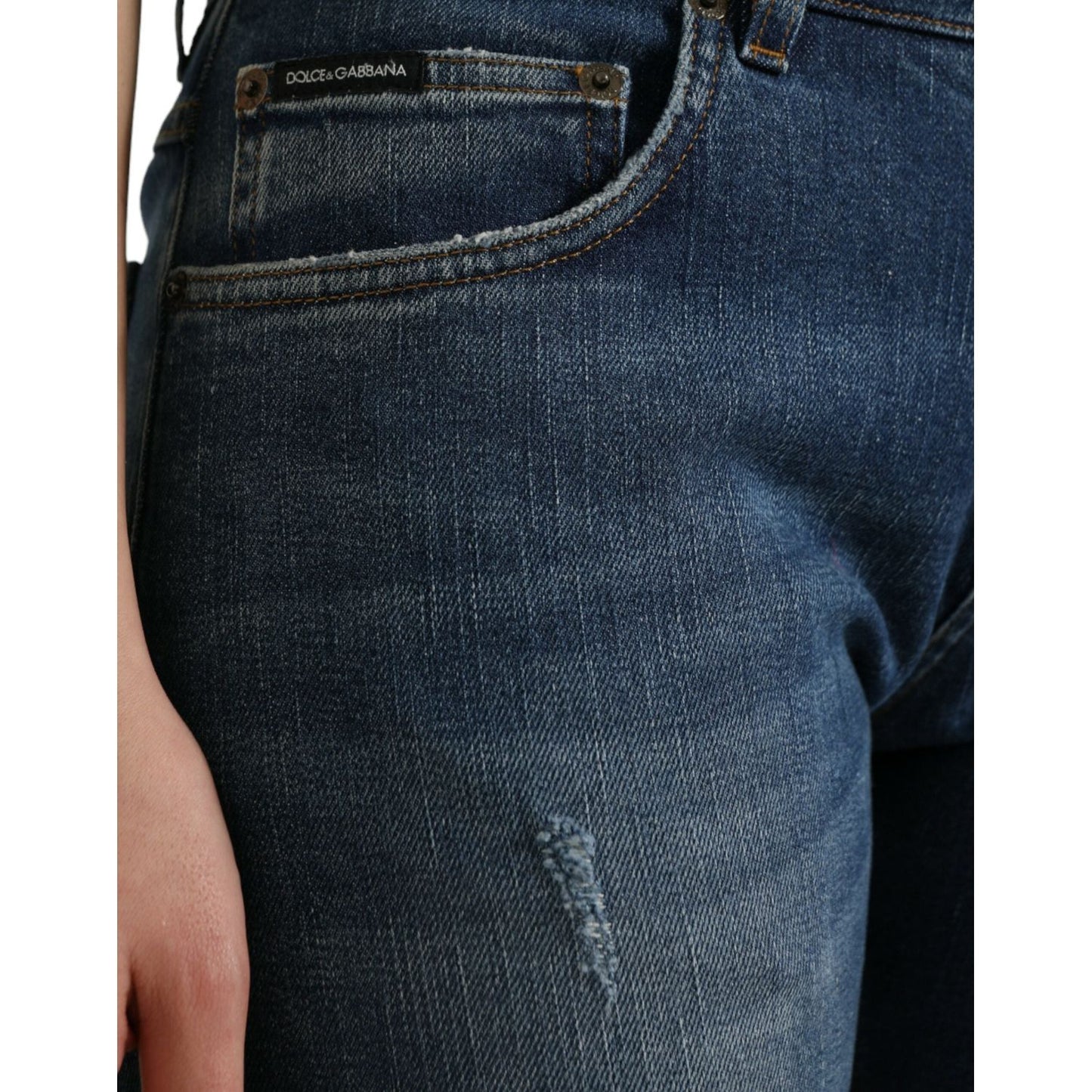Dolce & Gabbana Chic Boyfriend Mid-Waist Stretch Jeans Dolce & Gabbana Dark Slate Gray