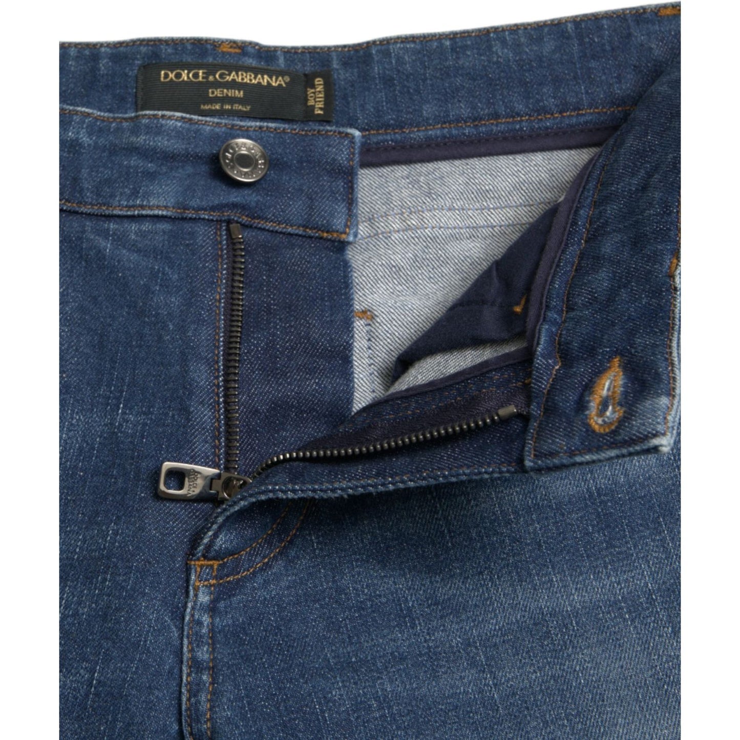 Dolce & Gabbana Chic Boyfriend Mid-Waist Stretch Jeans Dolce & Gabbana Dark Slate Gray