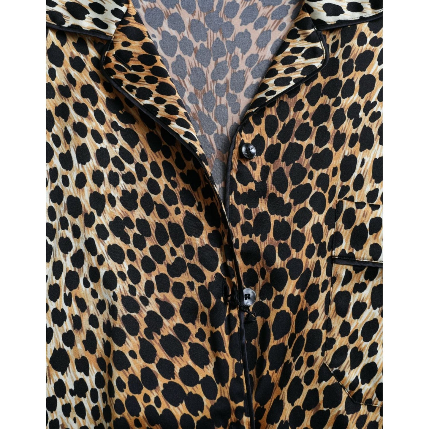 Dolce & Gabbana Elegant Brown Animal Print Silk Blouse Dolce & Gabbana Tan