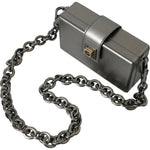 Dolce & Gabbana Metallic Gray Calfskin Shoulder Bag with Chain Strap Dolce & Gabbana Dim Gray