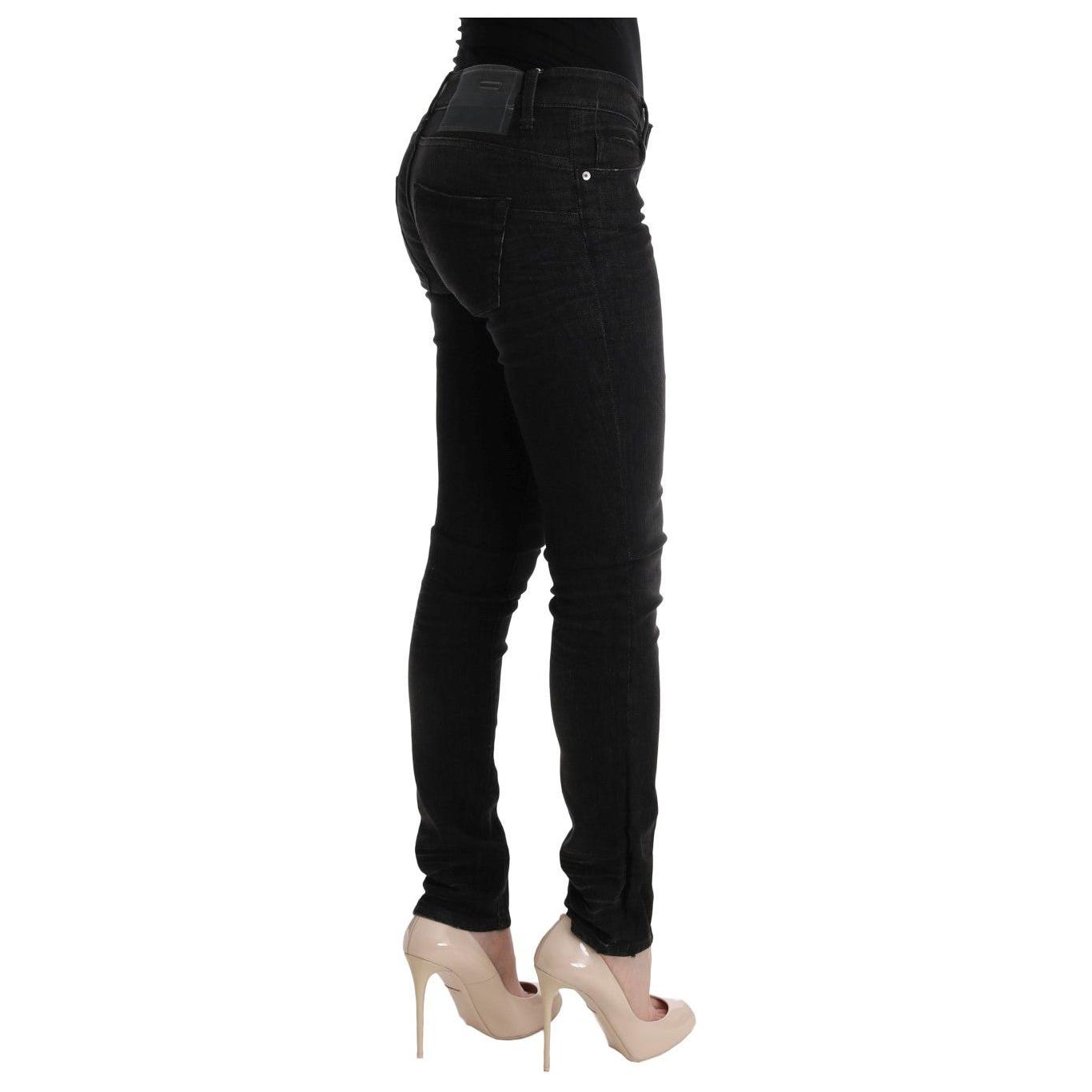 Acht Black Denim Cotton Bottoms Slim Fit Jeans