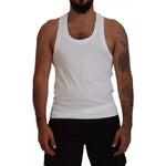 Dsquared² White Cotton Linen Sleeveless Tank T-shirt Dsquared² Dark Slate Gray