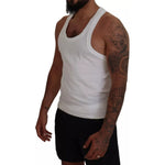 Dsquared² White Cotton Linen Sleeveless Tank T-shirt Dsquared² Dark Slate Gray