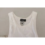 Dsquared² White Cotton Linen Sleeveless Tank T-shirt Dsquared² Dark Gray