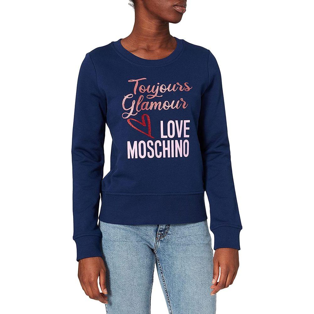 Love Moschino Blue Cotton Women Sweater Love Moschino Dark Slate Gray