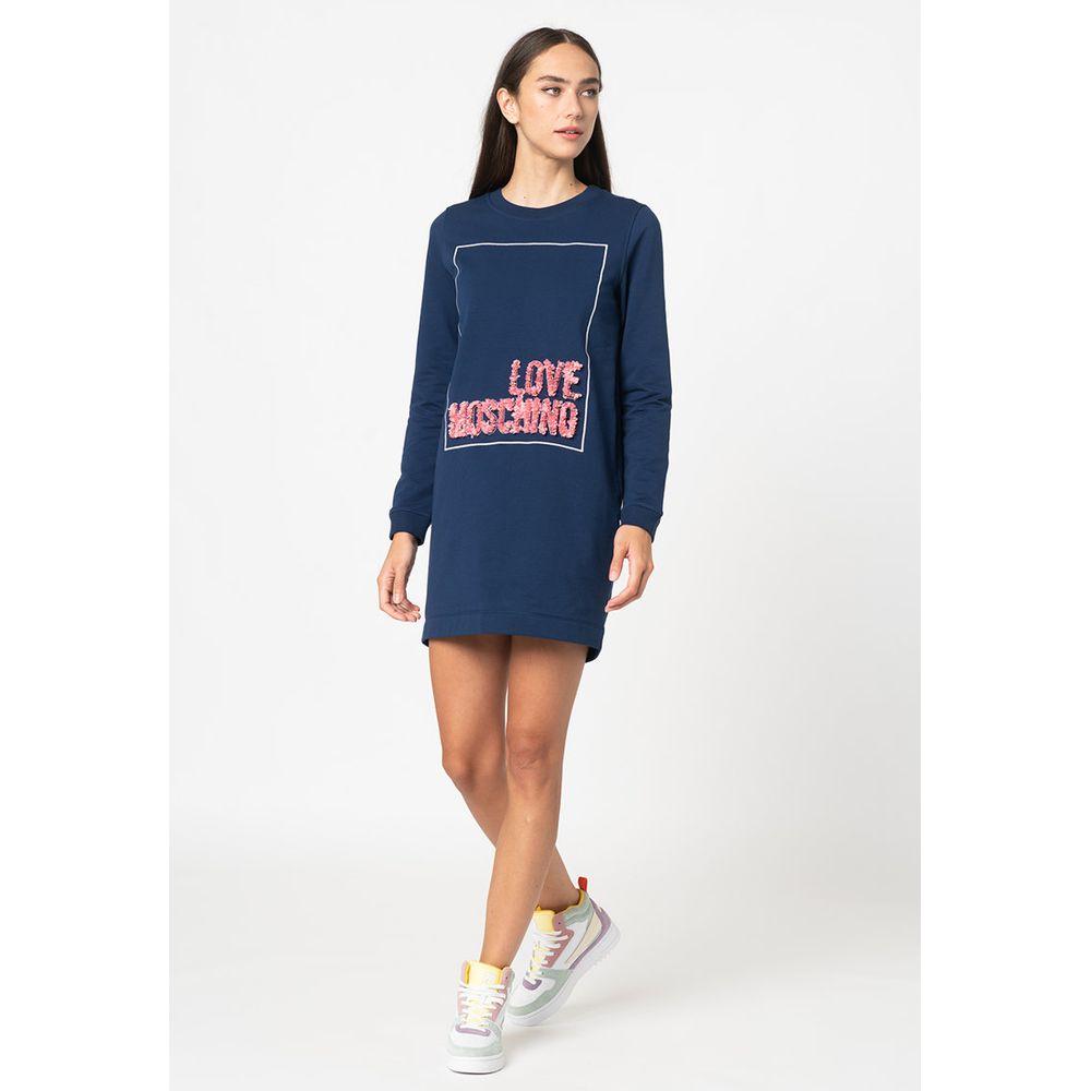 Love Moschino Blue Cotton Women Dress Love Moschino White Smoke