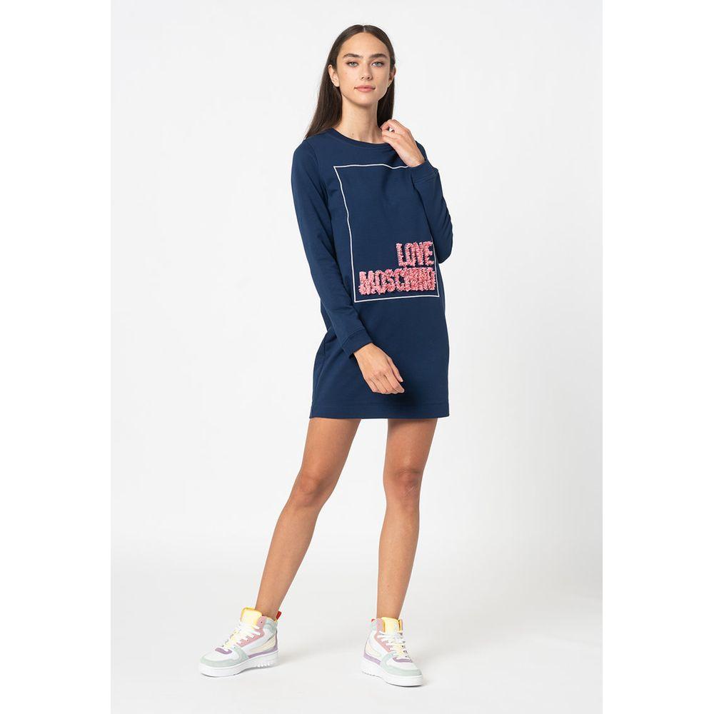 Love Moschino Blue Cotton Women Dress Love Moschino White Smoke