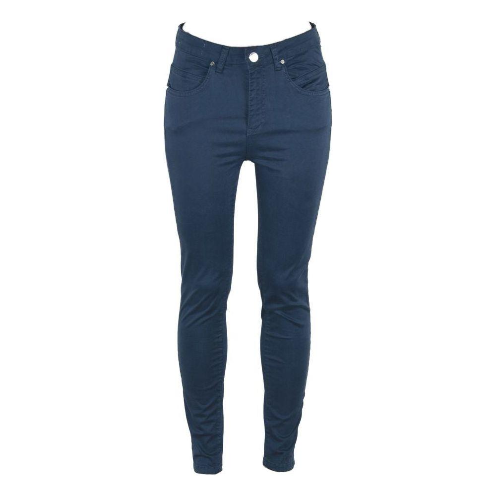 Maison Espin Blue Cotton Women's Skinny Jean Jeans & Pants Maison Espin Dark Slate Gray