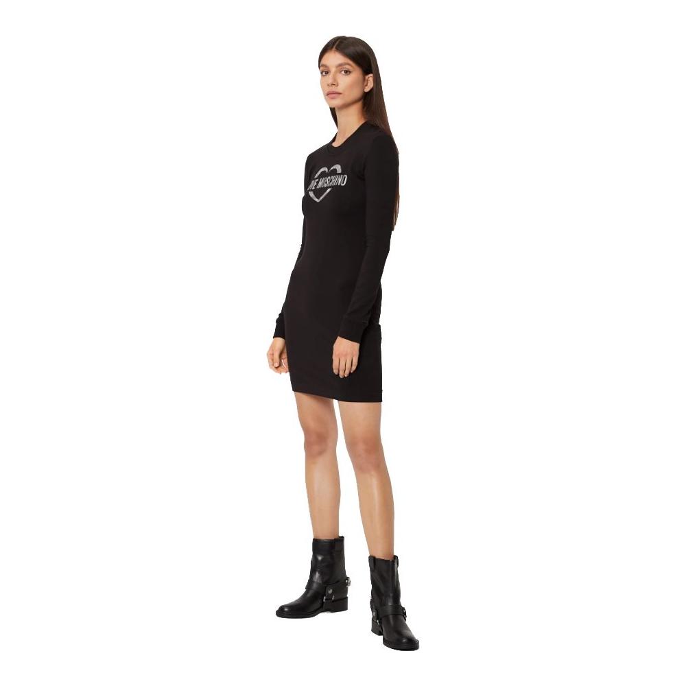Love Moschino Chic Cotton Blend Logo Dress Love Moschino Black