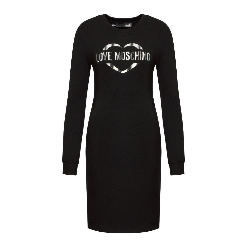 Love Moschino Chic Cotton Blend Logo Dress Love Moschino Black