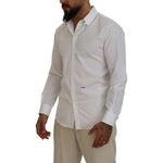 Dsquared² White Cotton Collared Long Sleeves Formal Shirt Dsquared² Dark Gray