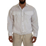 Dsquared² White Cotton Collared Casual Men Long Sleeves Jacket Dsquared² Dark Gray