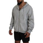Dsquared² Gray Hooded Printed Crystal Embellishment Sweater Dsquared² Light Slate Gray