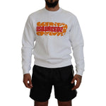 Dsquared² White Cotton Printed Long Sleeves Pullover Sweater Dsquared² Gray