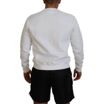 Dsquared² White Cotton Printed Long Sleeves Pullover Sweater Dsquared² Gray