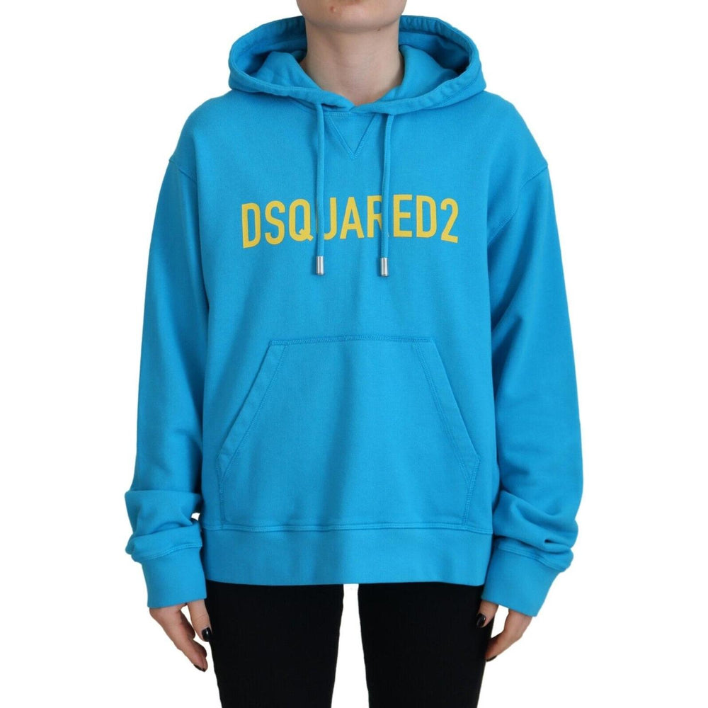 Dsquared² Blue Logo Print Cotton Hoodie Sweatshirt Sweater TSH83455-38