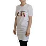 Dsquared² White Cotton Icon Logo Print Crewneck T-shirt Dsquared² Dark Gray