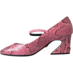 Dolce & Gabbana Pink Python Leather Mary Jane Heels Shoes
