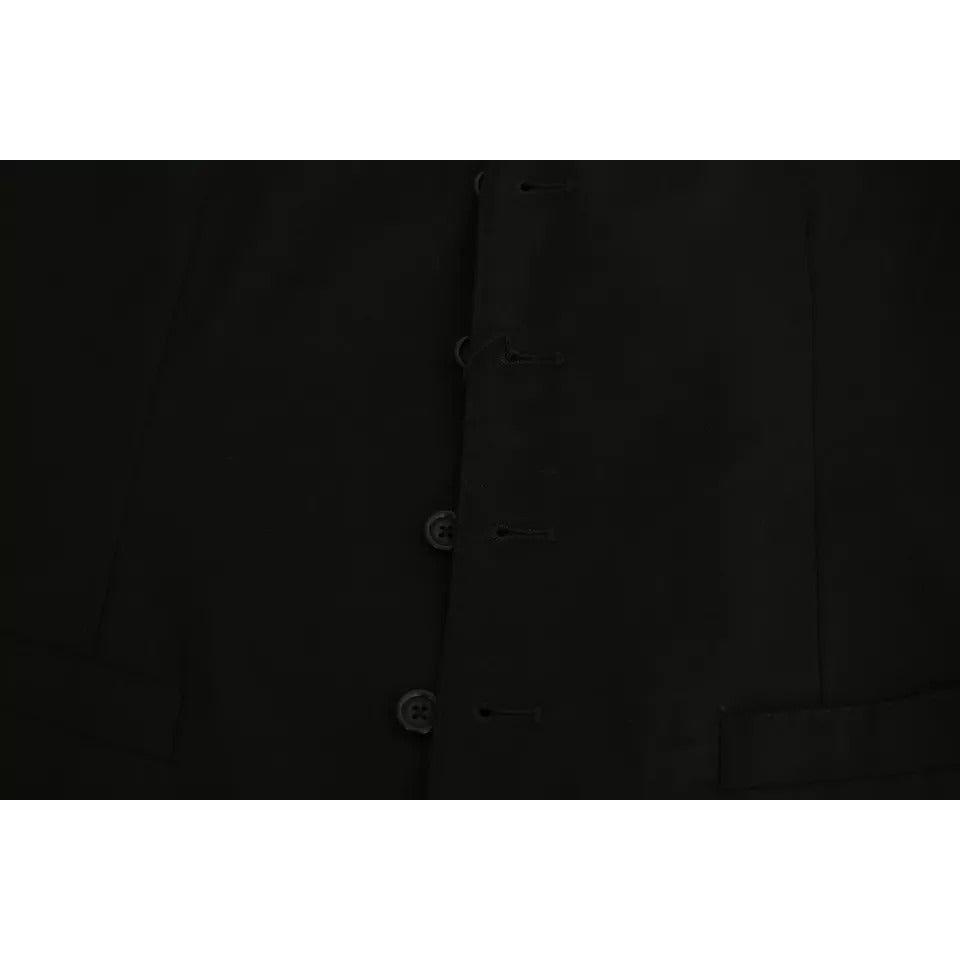 Dolce & Gabbana Black Wool Stretch Waistcoat Formal Dress Vest Dolce & Gabbana Black