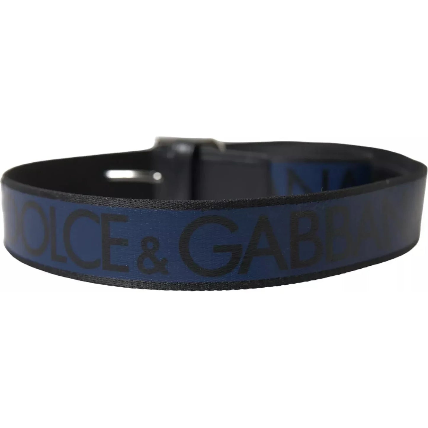 Dolce & Gabbana Black Blue Logo Silver Metal Buckle Belt Dolce & Gabbana Dark Slate Gray