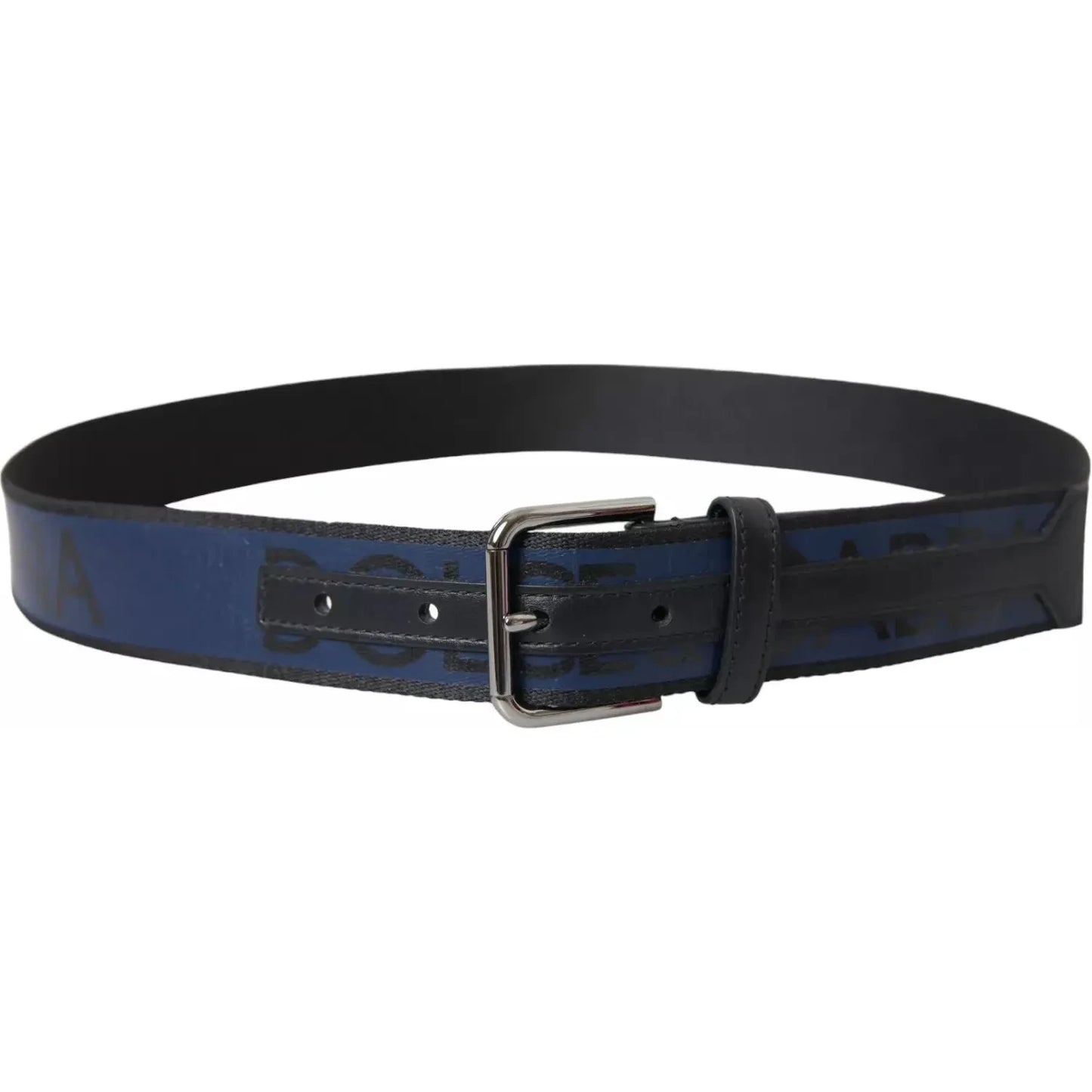 Dolce & Gabbana Black Blue Logo Silver Metal Buckle Belt Dolce & Gabbana Dark Slate Gray