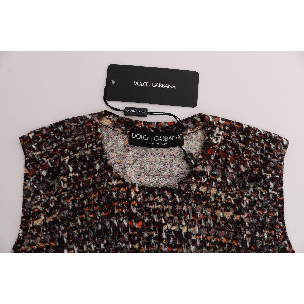 Dolce & Gabbana Sleeveless Multicolor Knit Wool Top Dolce & Gabbana Light Gray