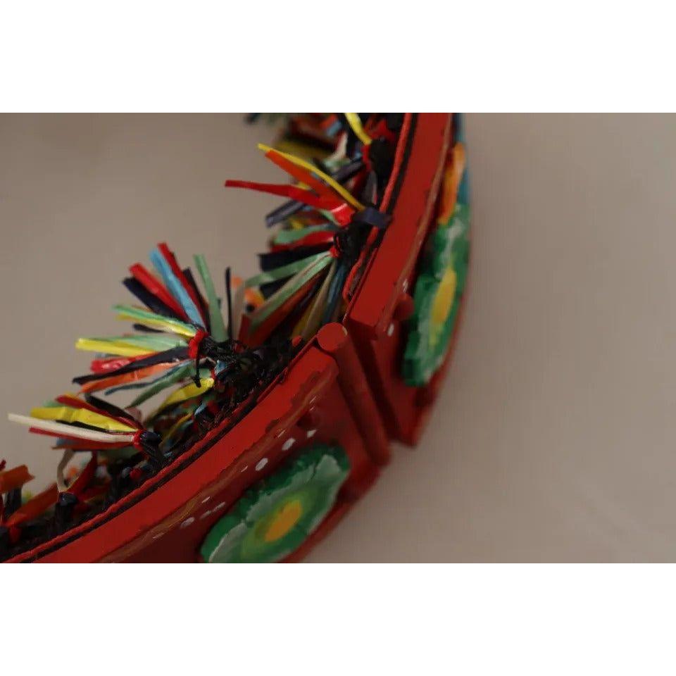 Dolce & Gabbana Multicolor Floral Wide Waist Carretto Belt Dolce & Gabbana Dim Gray