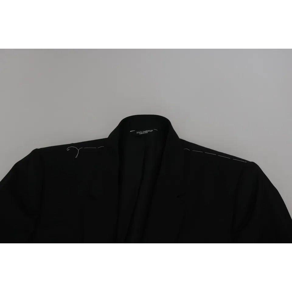 Dolce & Gabbana Black Slim Jacket Coat Blazer MARTINI Dolce & Gabbana Dark Gray