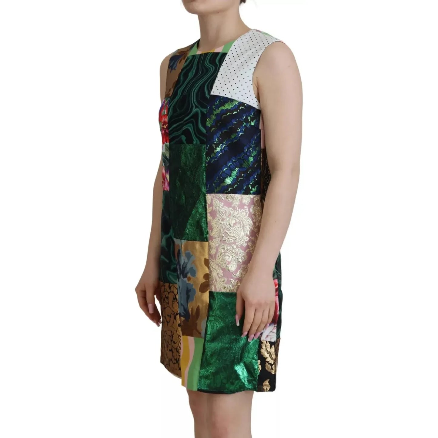 Dolce & Gabbana Multicolor Jacquard Patchwork Shift Mini Dress Dolce & Gabbana Dark Slate Gray