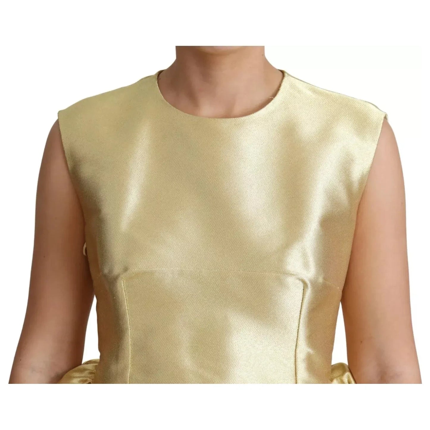 Dolce & Gabbana Gold Polyester Sleeveless A-line Tulle Dress Dolce & Gabbana Tan