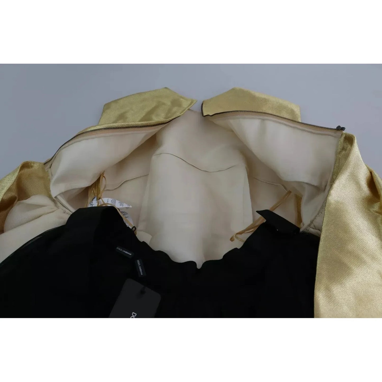 Dolce & Gabbana Gold Polyester Sleeveless A-line Tulle Dress Dolce & Gabbana Light Slate Gray