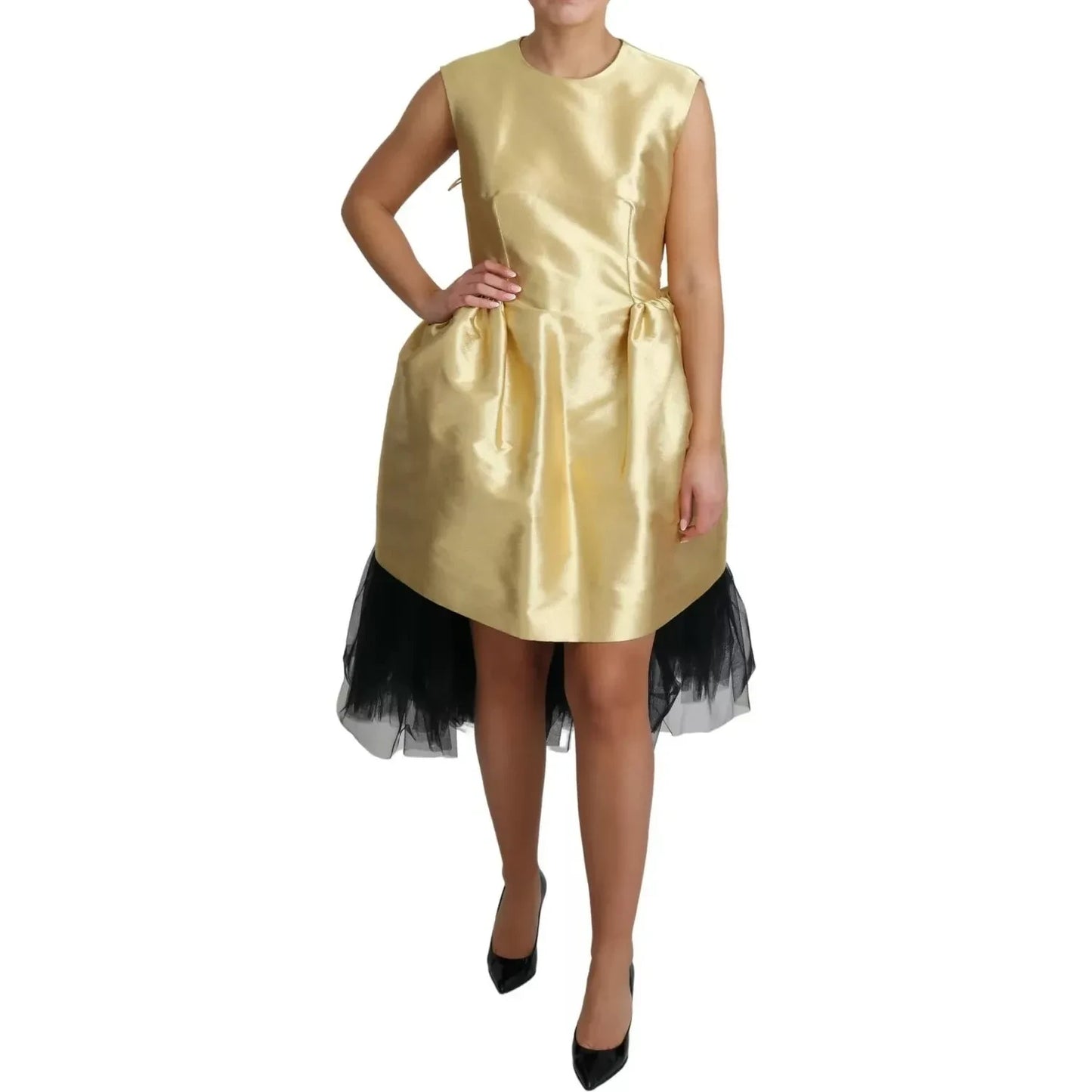 Dolce & Gabbana Polyester Gold Sleeveless A-line Tulle Dress Dolce & Gabbana Rosy Brown