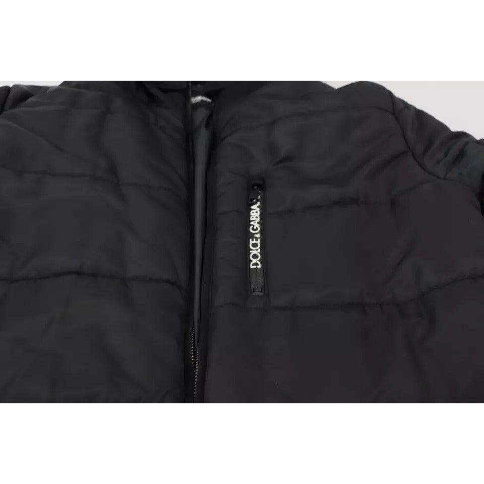 Dolce & Gabbana Black Nylon Hooded Parka Coat Winter Jacket Dolce & Gabbana Dark Slate Gray