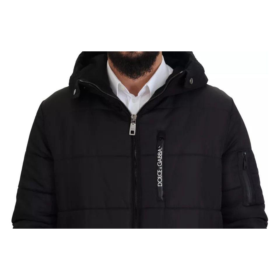 Dolce & Gabbana Black Nylon Hooded Parka Coat Winter Jacket Dolce & Gabbana Black