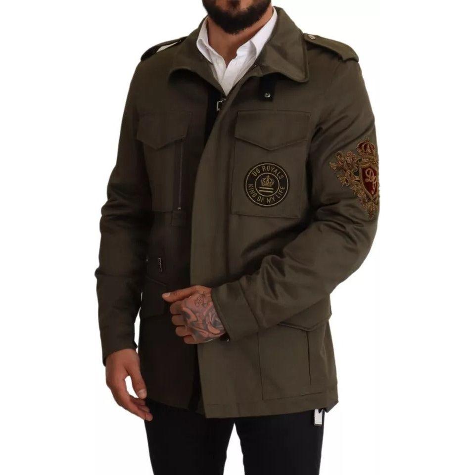 Dolce & Gabbana Green Cotton DG Love Blouson Coat Jacket Dolce & Gabbana Dark Slate Gray