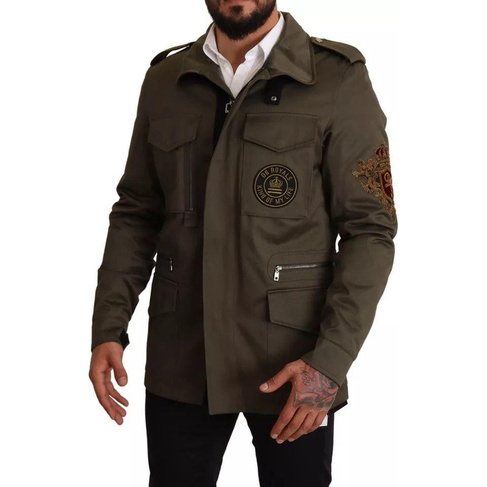 Dolce & Gabbana Green Cotton DG Love Blouson Coat Jacket Dolce & Gabbana Dark Slate Gray