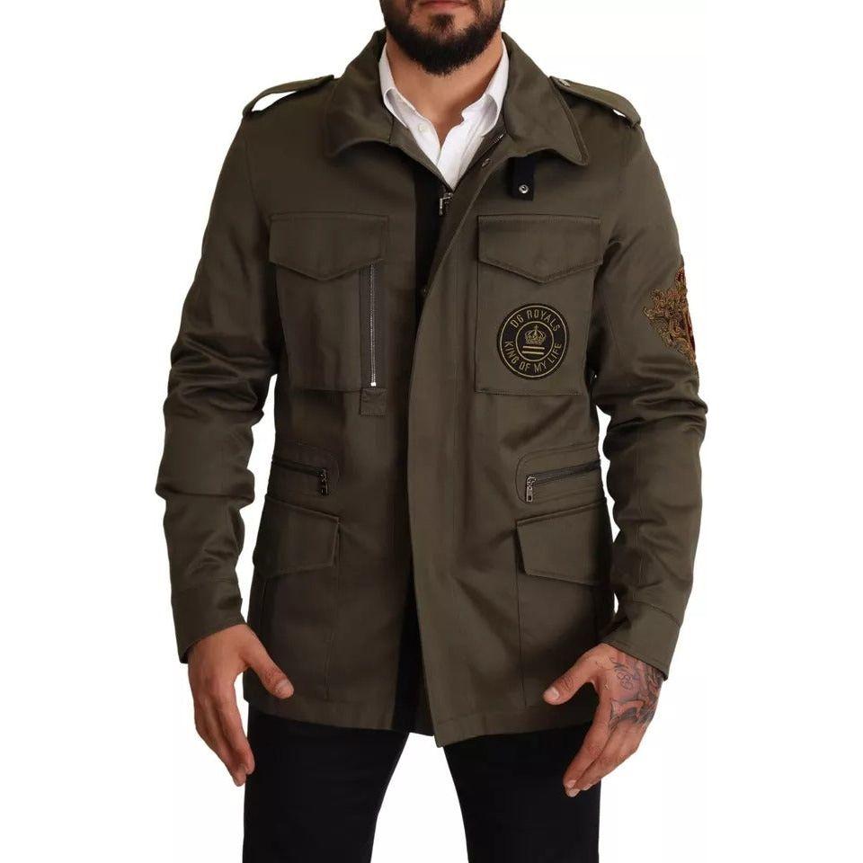 Dolce & Gabbana Green Cotton DG Love Blouson Coat Jacket Dolce & Gabbana Dark Slate Gray