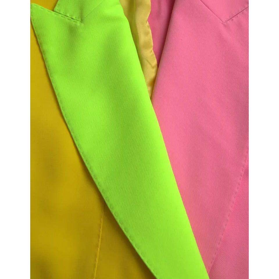 Dolce & Gabbana Multicolor Patchwork Peak Lapel Coat Jacket Dolce & Gabbana Dark Khaki