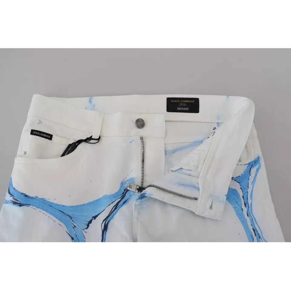 Dolce & Gabbana White Blue Cotton Skinny Denim Jeans Dolce & Gabbana Dark Gray