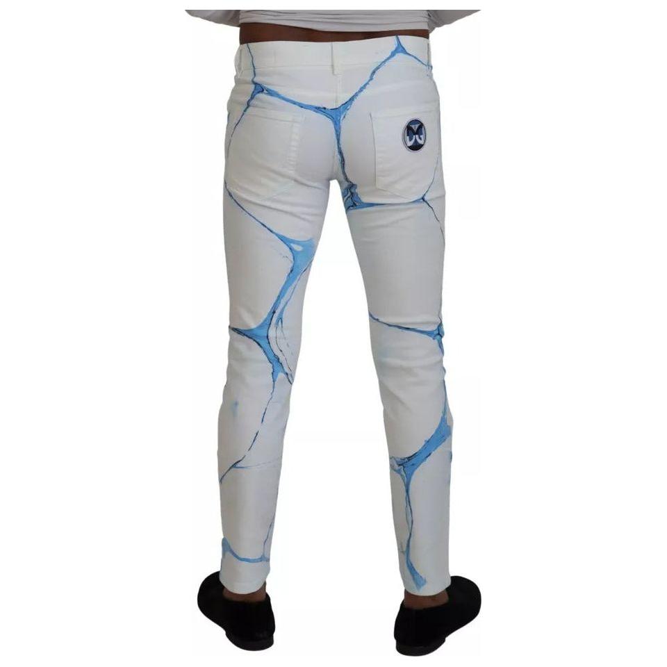Dolce & Gabbana White Blue Cotton Skinny Denim Jeans Dolce & Gabbana Dark Gray