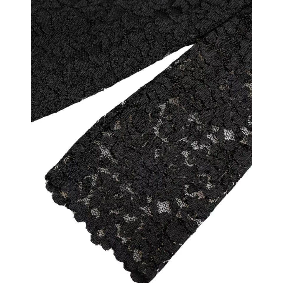 Dolce & Gabbana Black Floral Lace Blouse T-shirt Staff Top Dolce & Gabbana Black