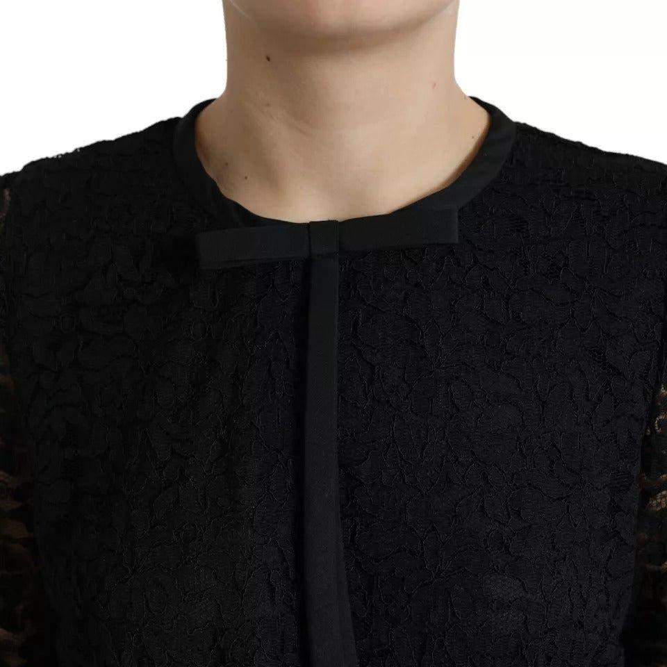 Dolce & Gabbana Black Floral Lace Blouse T-shirt Staff Top Dolce & Gabbana Black