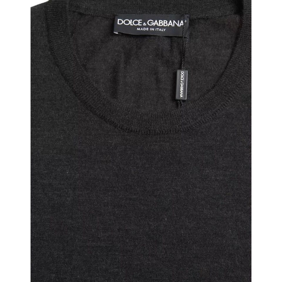 Dolce & Gabbana Dark Gray Cashmere Crewneck Pullover Sweater Dolce & Gabbana Dark Slate Gray