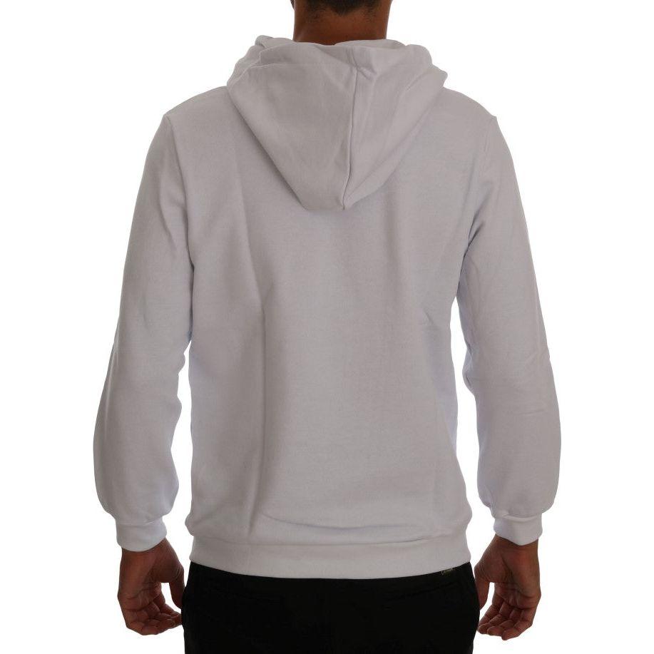 Daniele Alessandrini White Pullover Hodded Cotton Sweater TSH1346-5