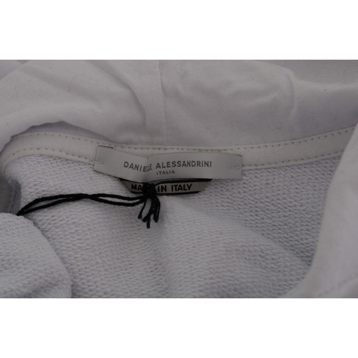 Daniele Alessandrini White Pullover Hodded Cotton Sweater TSH1346-5