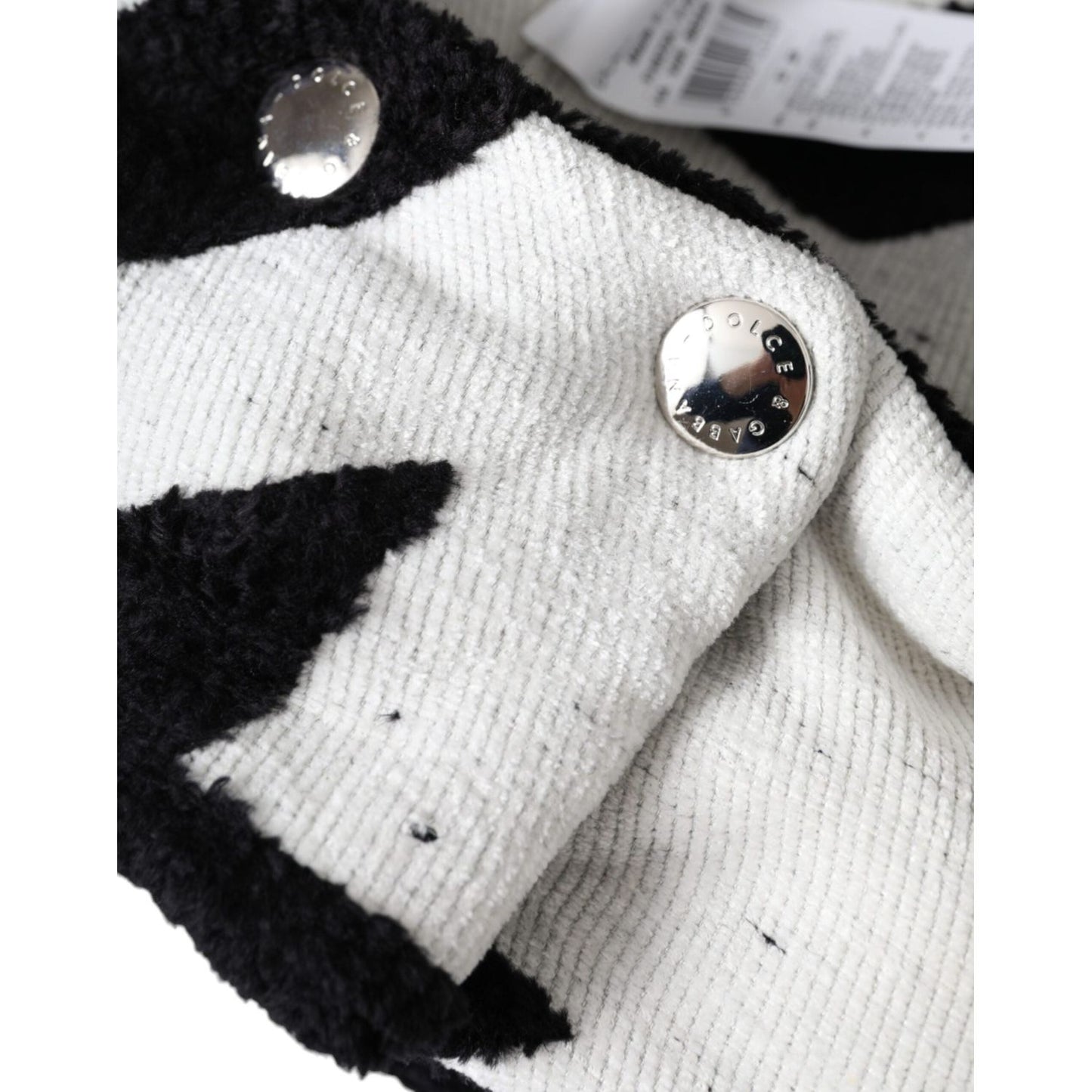 Dolce & Gabbana Black White Wool Whole Head Wrap Hat Dolce & Gabbana Black